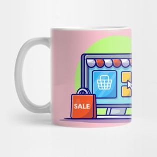 Online Shop Website Cartoon Vector Icon Illustration (2) Mug